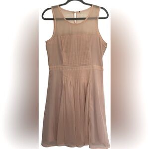 Soft Girl Swiss Dot Blush Pink Midi Dress Pintuck Bodice Lined Balletcore Sz M